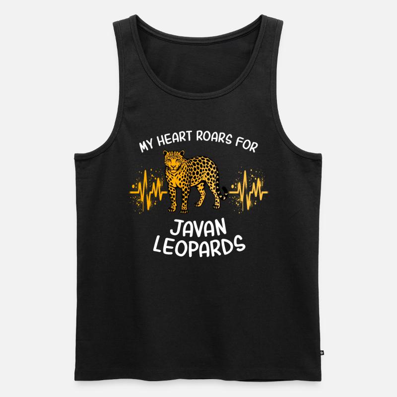 Java Leopard Heart Line - Men's Premium Organic Tank Top - black