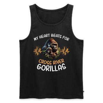 Cross River Gorilla Heart Line - Débardeur bio Premium Homme - noir - Devant - AI Model Male 178 light (178cm)