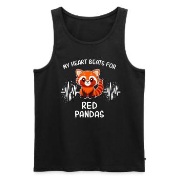 Red Panda Heart Line - Men's Premium Organic Tank Top - black - Front - AI Model Male 178 light (178cm)