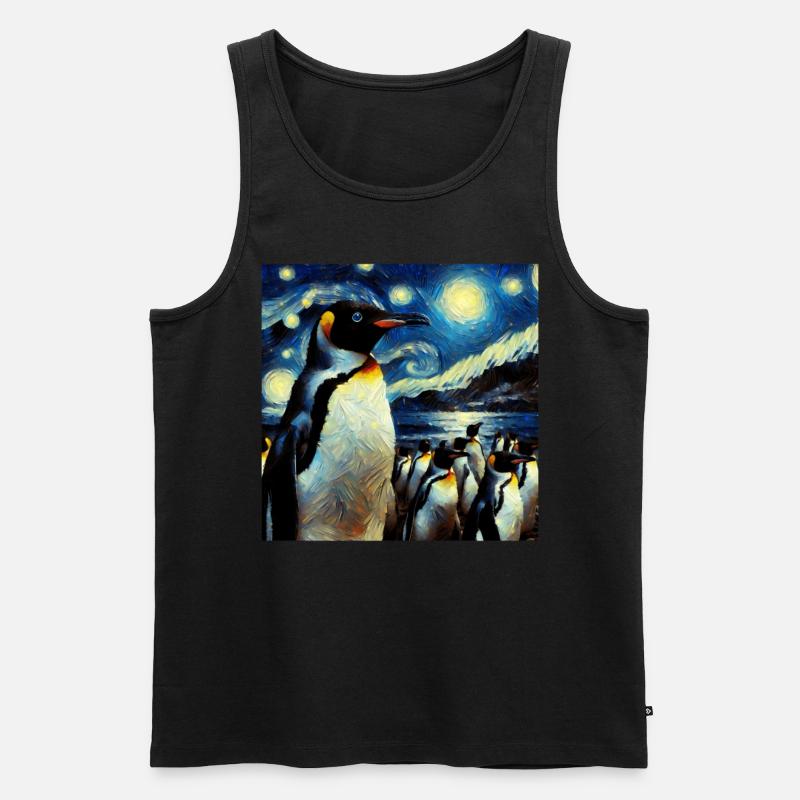 Galapagos Pinguin Starry Night - Männer Premium Bio Tank Top - Schwarz