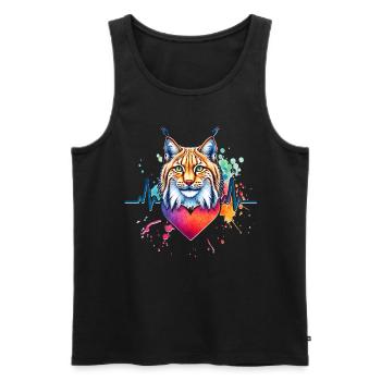 ECG de lynx ibérique - Débardeur bio Premium Homme - noir - Devant - Michal (187cm)