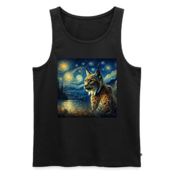 Lynx ibérique Nuit étoilée - Débardeur bio Premium Homme - noir - Devant - Michal (187cm)