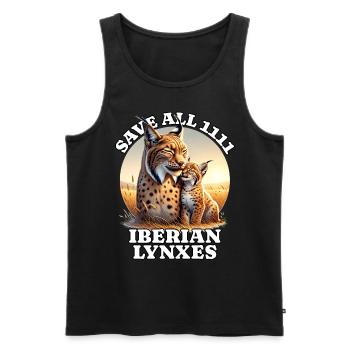 Lynx ibérique de la Sava - Débardeur bio Premium Homme - noir - Devant - Michal (187cm)