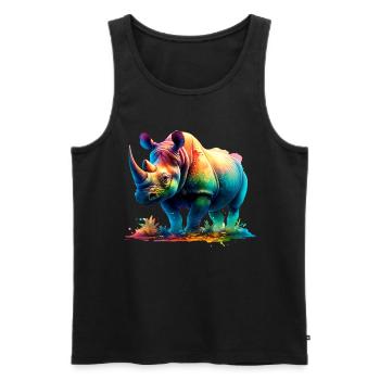 Rhino Nashorn - Männer Premium Bio Tank Top - Schwarz - Vorne - AI Model Male 178 light (178cm)