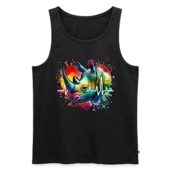 Rhino Nashorn EKG - Männer Premium Bio Tank Top - Schwarz - Vorne - AI Model Male 178 light (178cm)
