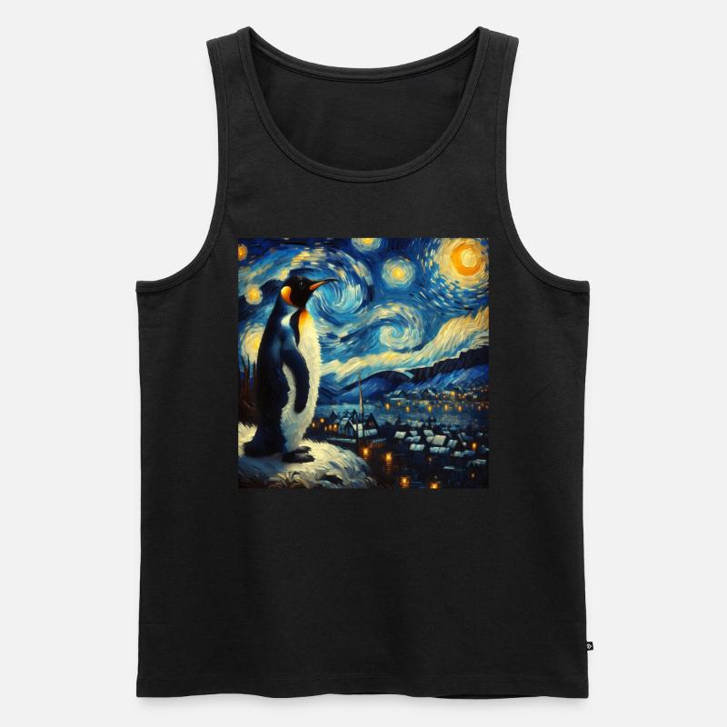 Pinguin Starry Night - Männer Premium Bio Tank Top - Schwarz