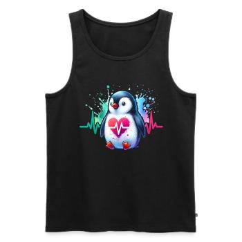 ECG pingouin - Débardeur bio Premium Homme - noir - Devant - Michal (187cm)
