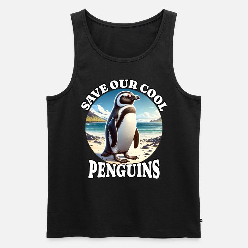 Save Pinguin - Männer Premium Bio Tank Top - Schwarz