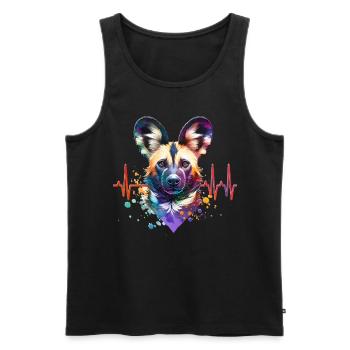 Afrikanischer Wildhund EKG - Männer Premium Bio Tank Top - Schwarz - Vorne - AI Model Male 178 light (178cm)