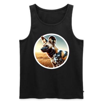 Afrikanischer Wildhund - Männer Premium Bio Tank Top - Schwarz - Vorne - AI Model Male 178 light (178cm)