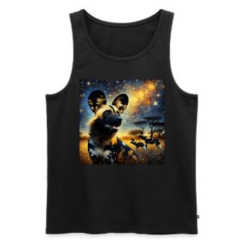 Chien sauvage africain Nuit étoilée - Débardeur bio Premium Homme - noir - Devant - Michal (187cm)