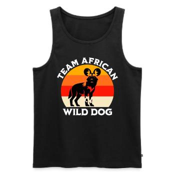 Afrikanischer Wildhund Sprüche - Männer Premium Bio Tank Top - Schwarz - Vorne - AI Model Male 178 light (178cm)