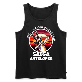 Mädchen Liebt Saiga Antilope - Männer Premium Bio Tank Top - Schwarz - Vorne - Michal (187cm)