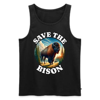 Bison Bison des prairies - Débardeur bio Premium Homme - noir - Devant - AI Model Male 178 light (178cm)