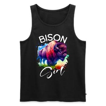 Bison Fille Buffle - Débardeur bio Premium Homme - noir - Devant - Michal (187cm)