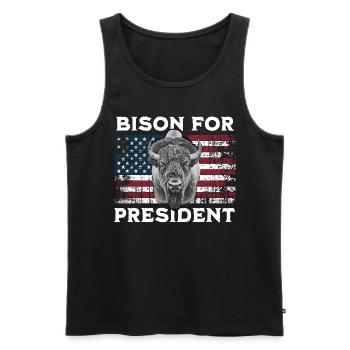 Bison For President - Men's Premium Organic Tank Top - black - Front - AI Model Male 178 light (178cm)