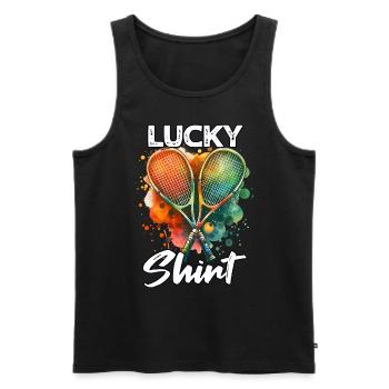 Squash Player - Men's Premium Organic Tank Top - black - Front - AI Model Male 178 light (178cm)
