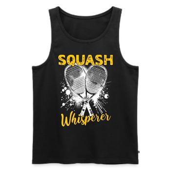Squash Sayings - Men's Premium Organic Tank Top - black - Front - AI Model Male 178 light (178cm)