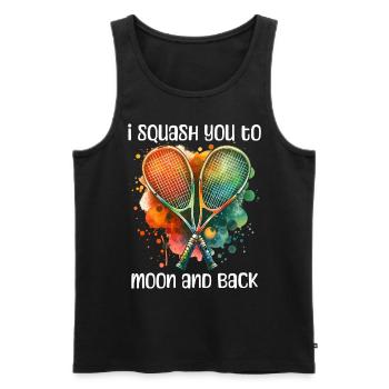 Squash Sayings - Men's Premium Organic Tank Top - black - Front - AI Model Male 178 light (178cm)