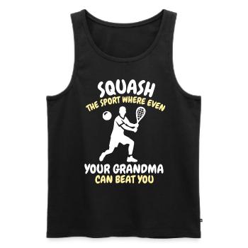 Funny Squash Saying - Men's Premium Organic Tank Top - black - Front - AI Model Male 178 light (178cm)