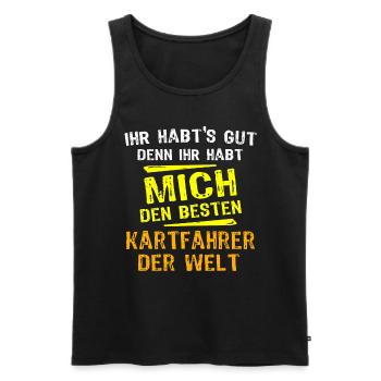 Cadeau de pilote de kart - Débardeur bio Premium Homme - noir - Devant - Michal (187cm)