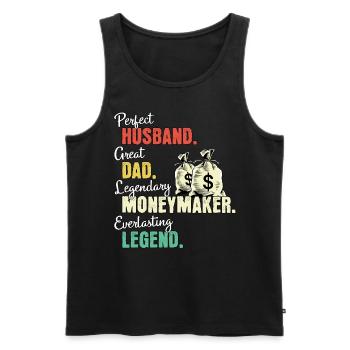 Geldverdiener Papa - Männer Premium Bio Tank Top - Schwarz - Vorne - Michal (187cm)