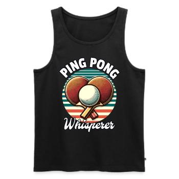 Chuchoteur de ping-pong - Débardeur bio Premium Homme - noir - Devant - AI Model Male 178 light (178cm)