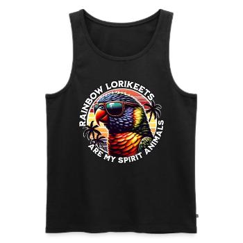 Funny rainbow lorikeet sayings - Men's Premium Organic Tank Top - black - Front - AI Model Male 178 light (178cm)
