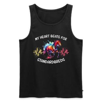 Traber Herzlinie Pferd - Männer Premium Bio Tank Top - Schwarz - Vorne - Michal (187cm)