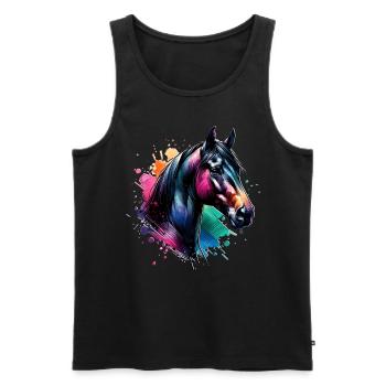 Traber Motiv Pferd - Männer Premium Bio Tank Top - Schwarz - Vorne - Michal (187cm)