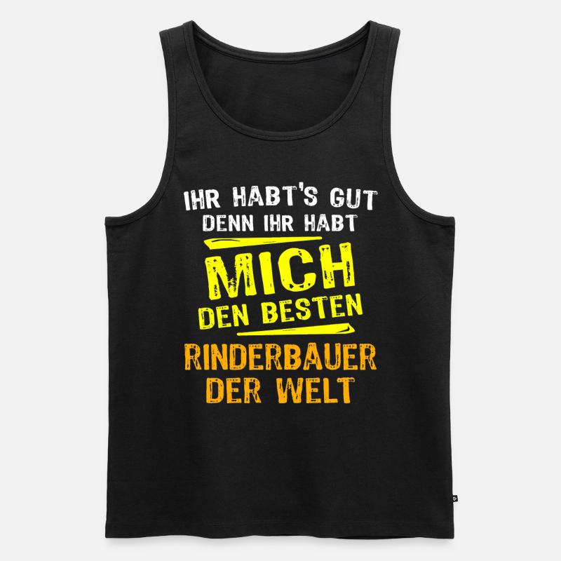 Rinderbauer Geschenk - Männer Premium Bio Tank Top - Schwarz