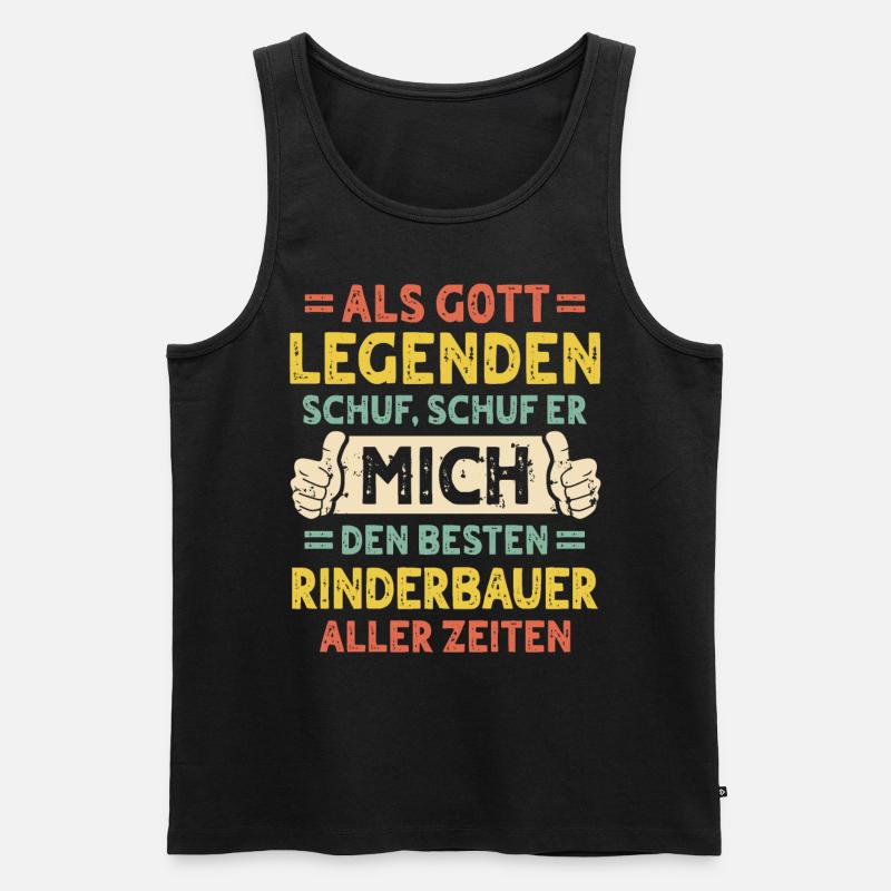 Rinderbauer - Männer Premium Bio Tank Top - Schwarz