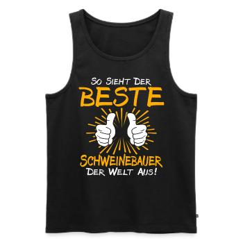 sSchweinebauer Geschenkidee - Männer Premium Bio Tank Top - Schwarz - Vorne - Michal (187cm)