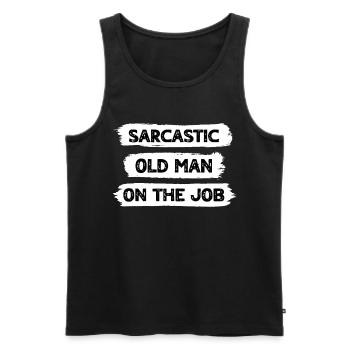 Sarcasme Vieil Homme - Débardeur bio Premium Homme - noir - Devant - Michal (187cm)