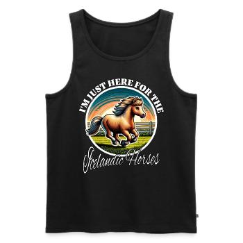 Lustige Isländer Pferd Sprüche - Männer Premium Bio Tank Top - Schwarz - Vorne - Michal (187cm)