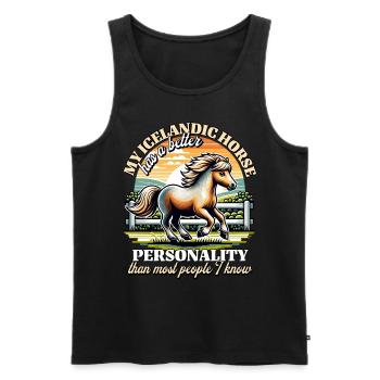 Dictons de chevaux islandais - Débardeur bio Premium Homme - noir - Devant - AI Model Male 178 light (178cm)