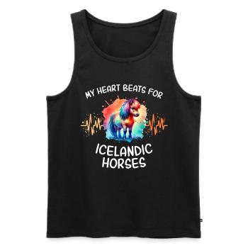 Isländer Herzlinie Pferd Islandpony - Männer Premium Bio Tank Top - Schwarz - Vorne - Michal (187cm)