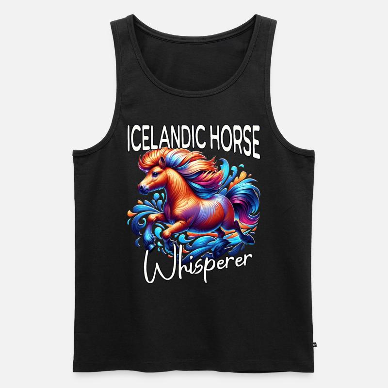 Isländer Flüsterer Pferd - Männer Premium Bio Tank Top - Schwarz