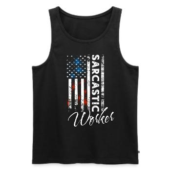Sarkastischer Arbeiter - Männer Premium Bio Tank Top - Schwarz - Vorne - AI Model Male 178 light (178cm)