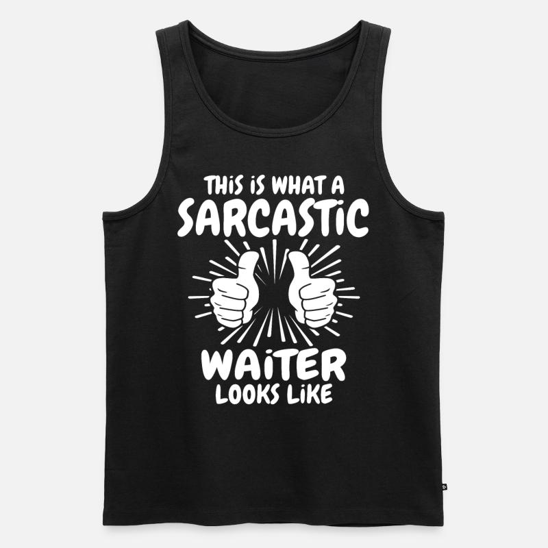 Sarkastischer Kellner - Männer Premium Bio Tank Top - Schwarz