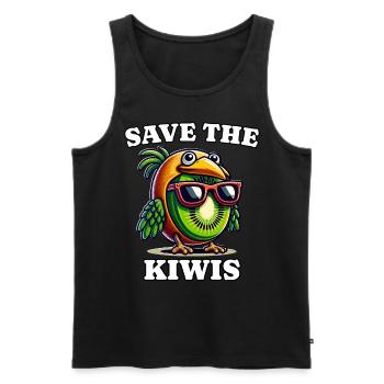 Save Neuseeland Kiwi - Männer Premium Bio Tank Top - Schwarz - Vorne - Michal (187cm)