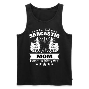 Sarcastique : Maman Sarcasme - Débardeur bio Premium Homme - noir - Devant - Michal (187cm)