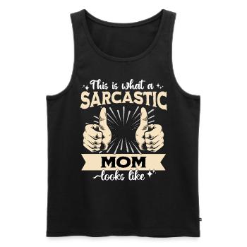 Sarcastique : Maman Sarcasme - Débardeur bio Premium Homme - noir - Devant - Michal (187cm)