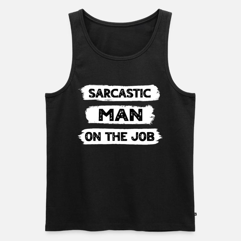 Sarkasmus Mann - Männer Premium Bio Tank Top - Schwarz
