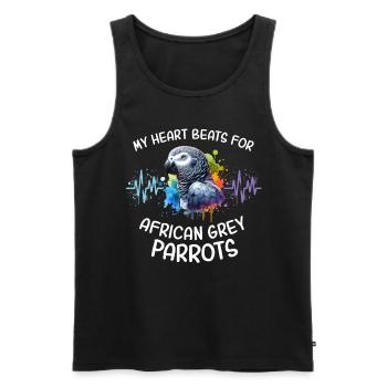 Graupapagei Herzlinie - Männer Premium Bio Tank Top - Schwarz - Vorne - AI Model Male 178 light (178cm)