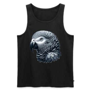 Graupapagei - Männer Premium Bio Tank Top - Schwarz - Vorne - AI Model Male 178 light (178cm)