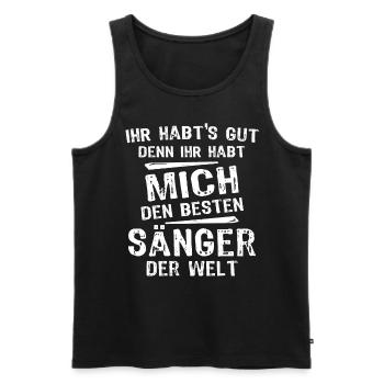 Sänger - Männer Premium Bio Tank Top - Schwarz - Vorne - AI Model Male 178 light (178cm)