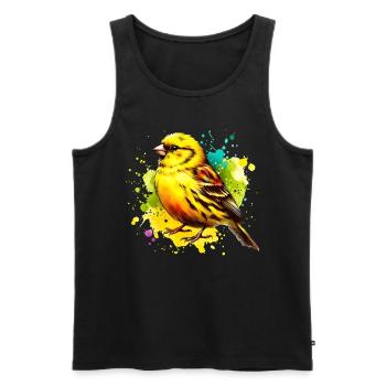 Yellow-bellied girlitz motif - Men's Premium Organic Tank Top - black - Front - Michal (187cm)
