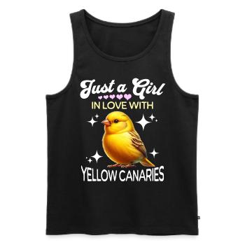 Canari jaune de la fille au ventre jaune - Débardeur bio Premium Homme - noir - Devant - Michal (187cm)