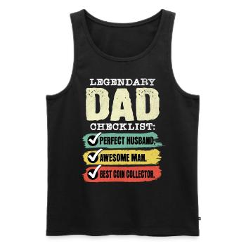 Papa Pièce de monnaie Collector Fête des Pères - Débardeur bio Premium Homme - noir - Devant - Michal (187cm)